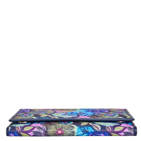 Hand Crafted Fabric Printed Blue Trifold Wallet Card Holder – Women’s Organizer - Picture 8 of 9